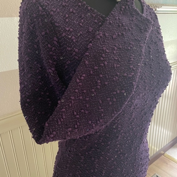Elegant Purple Sequin Long Sleeve Top - Picture 6 of 8